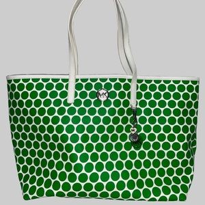 Michael Kors White & Green Polka Dot Purse